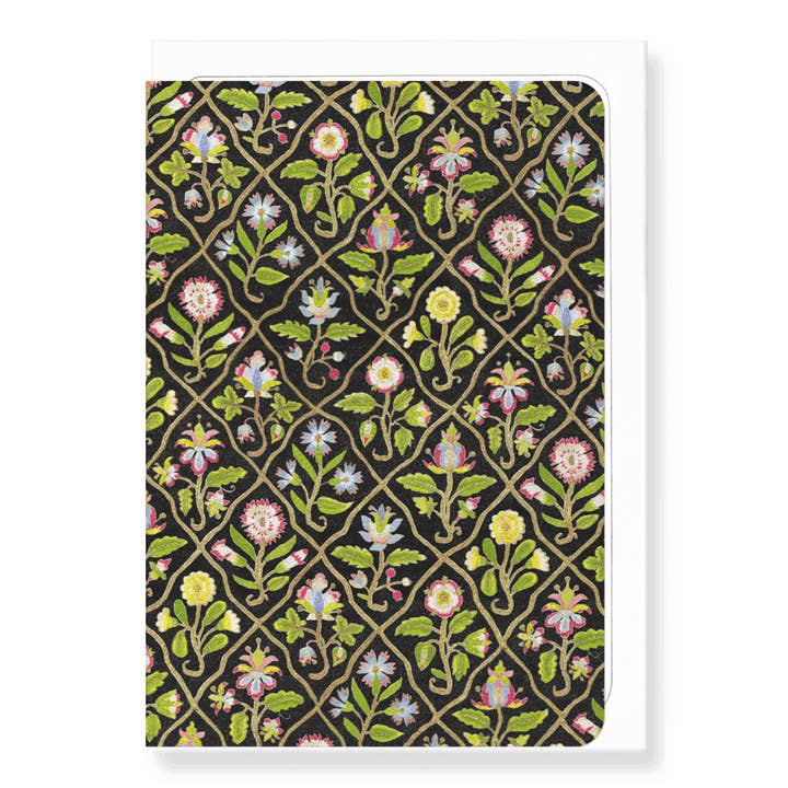 FLORAL EMBROIDERY ON BLACK (17TH C.): Greeting Card for wholesale by Ezen Trade