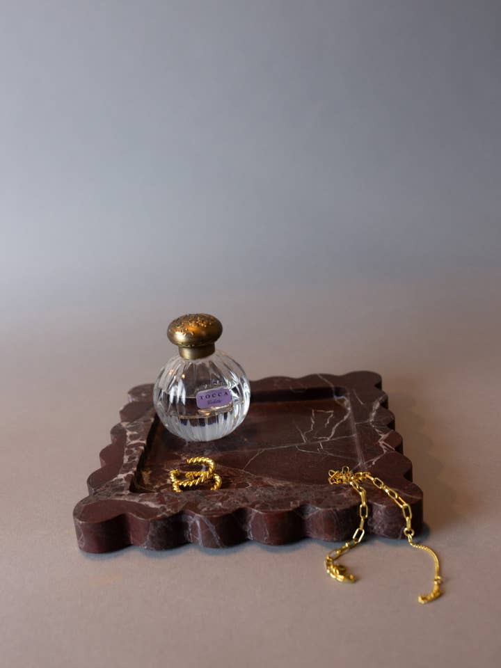 Rosso Levanto Scalloped Tray for wholesale by Curated Studio