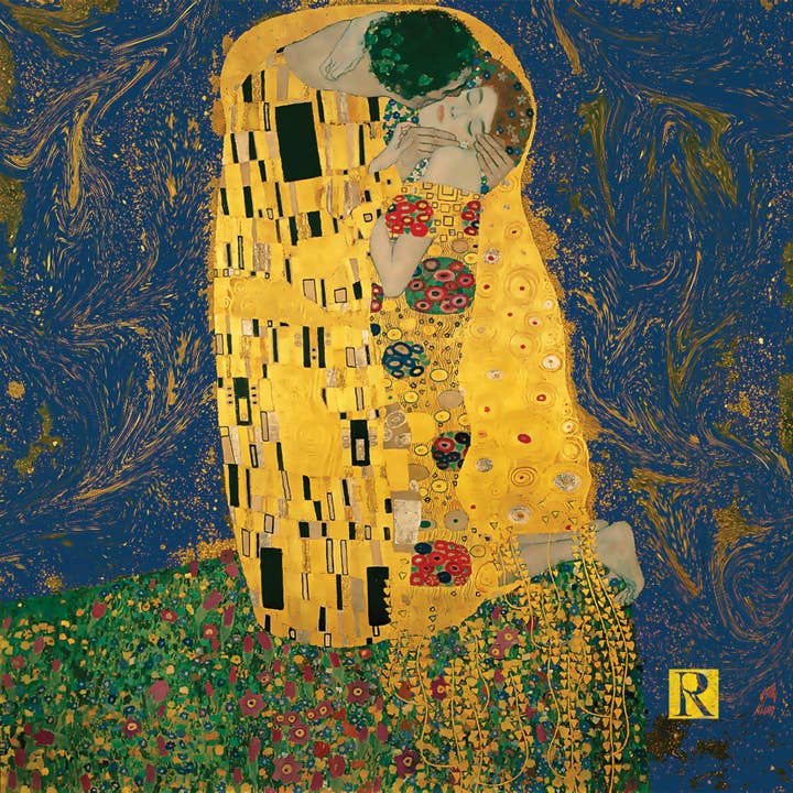 Pocket-square The Kiss - Derivation of Painting by Gustav Klimt for wholesale by Trani Designs