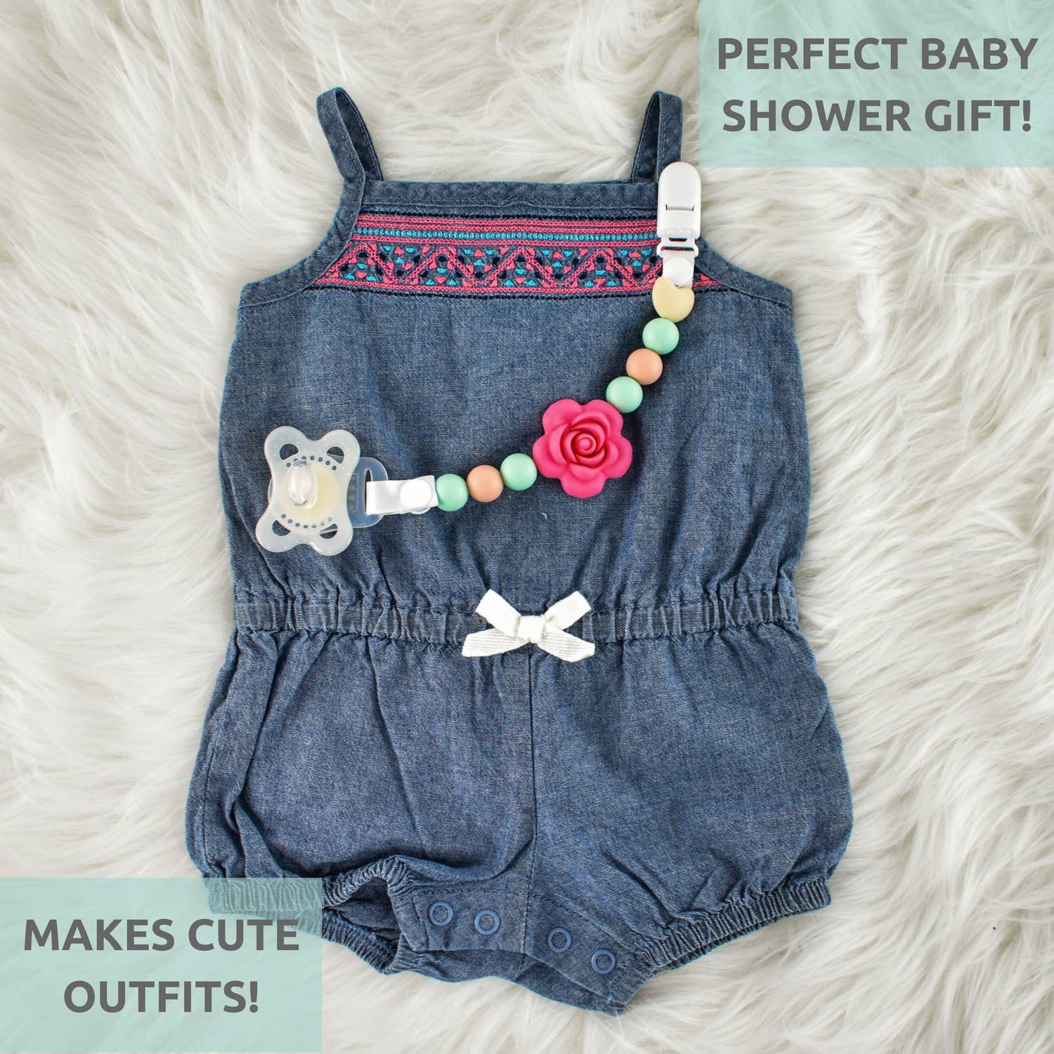 Vesta Baby - Wholesale Pacifier Clip - Baby - Silicone Pacifier Clip and Teether Holder Set Rose 2 Pack8