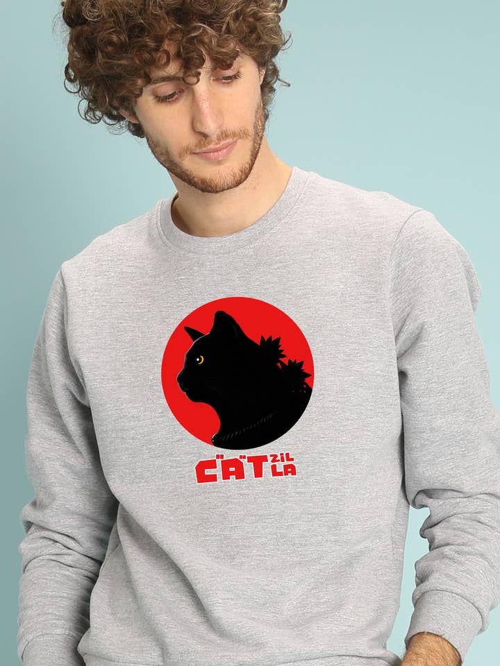 SWEAT GRIS CHINE HOMME CATZILLA pour la vente par Wooop