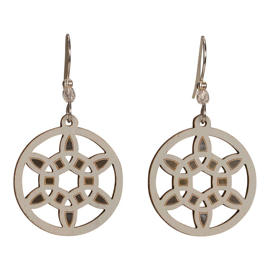 Woodcutts Inc. - Wholesale Dangle Earrings - Nautical Wheel Blooms Earring with Silver Foil0