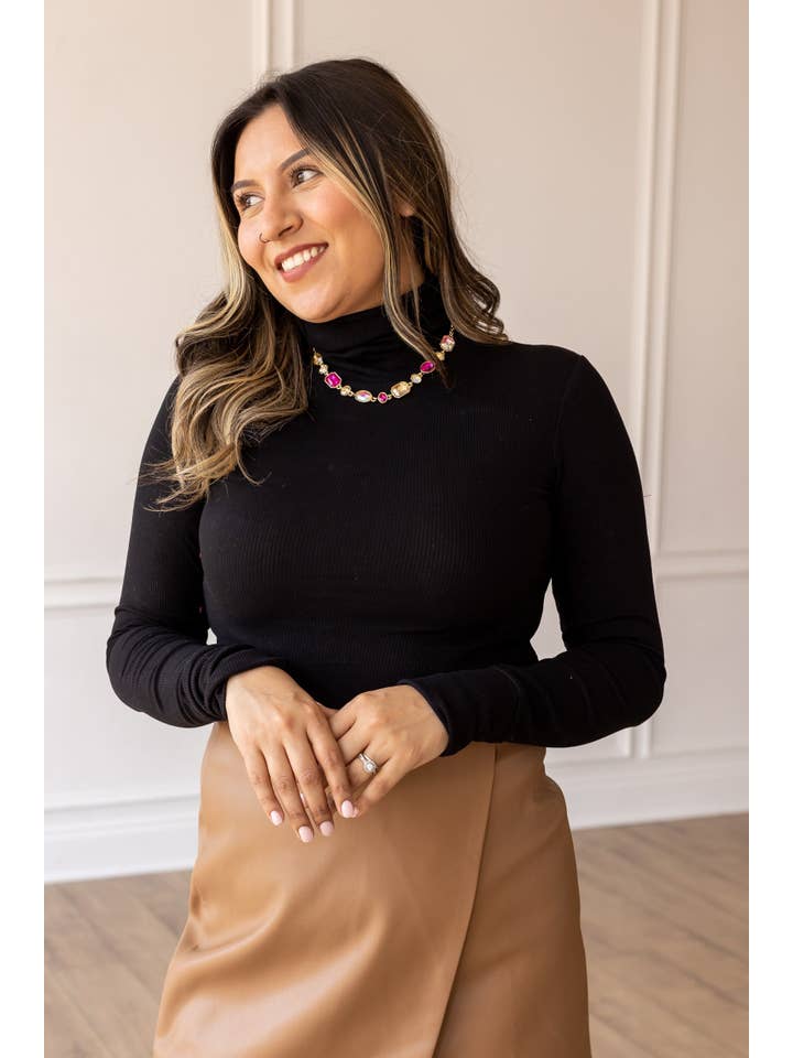 The Georgina Fitted Turtleneck, Black for wholesale on Faire