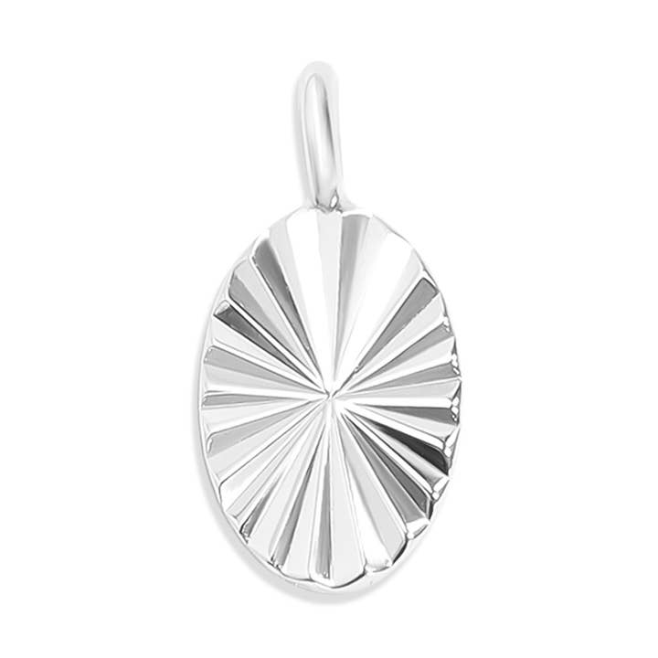 Permanenta smycken. 925 sterlingsilver Sunburst oval charm för wholesale av WJW