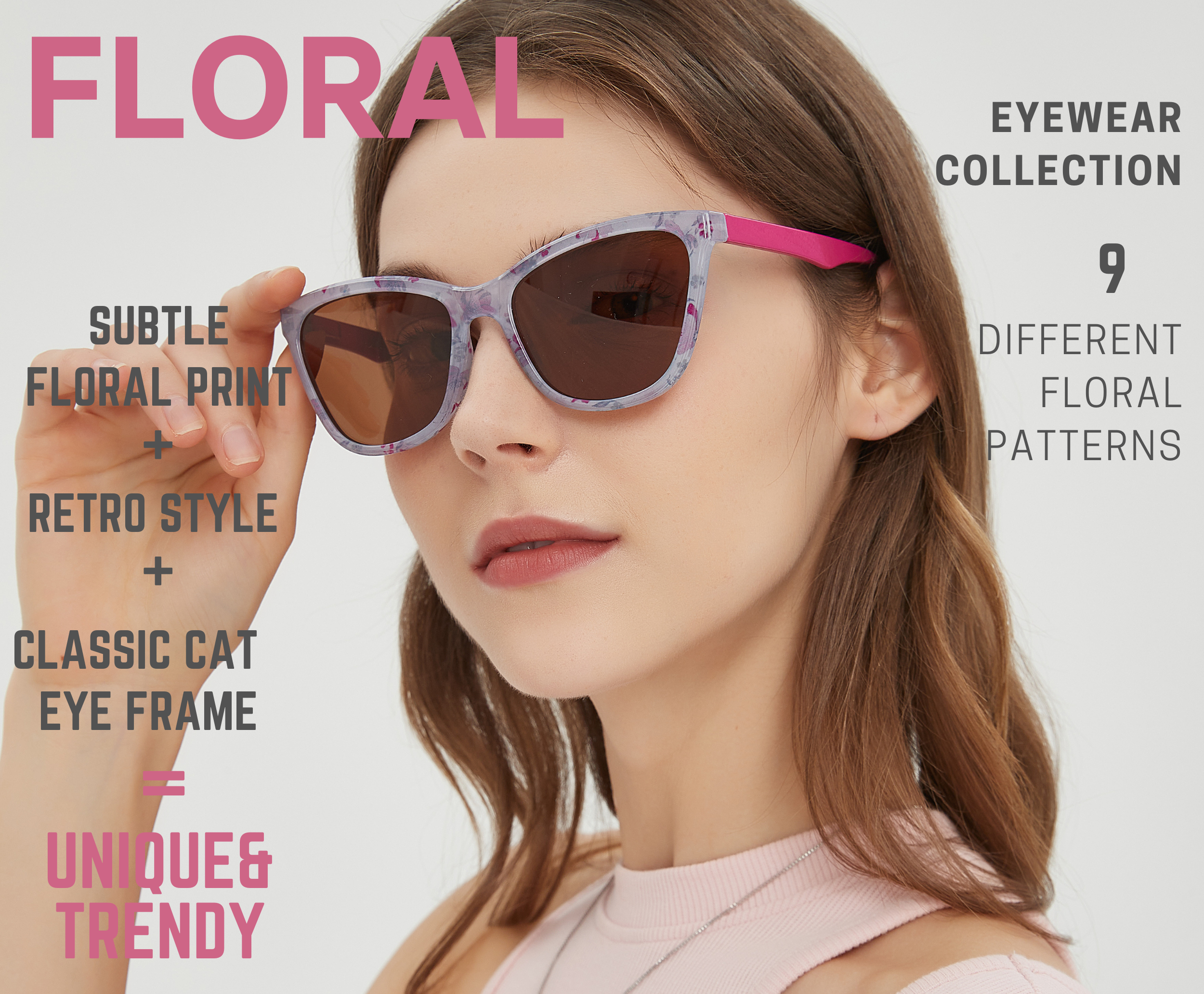 Leafael LLC - Wholesale Sunglasses - Women's - Sunglasses Womens Trendy Retro Floral Design | Polarized Lens UV400 Protection | Classic Cat Eye Frame | Casual & Active Wear1