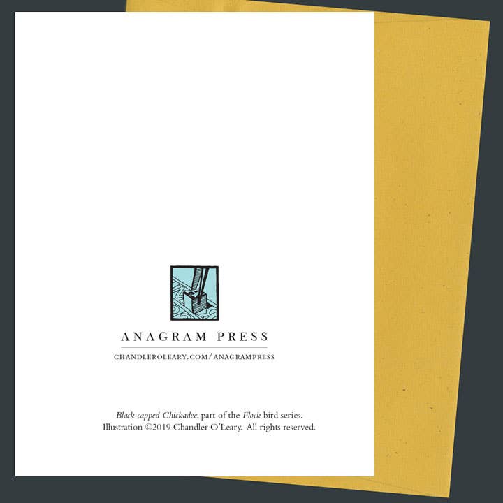 Anagram Press – wholesale Everyday greeting card – Black-Capped Chickadee Card