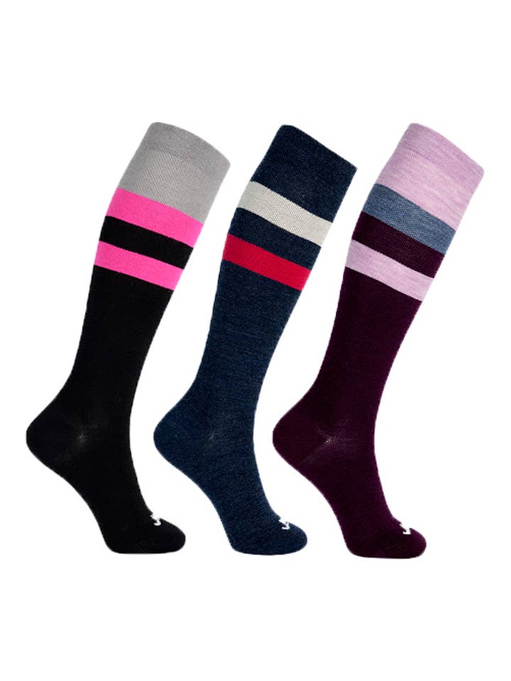 80% Rich Merino Wool Everyday Compression Socks (15-20mmHg) - Stripes - 3 Pack for wholesale by Ja-vie