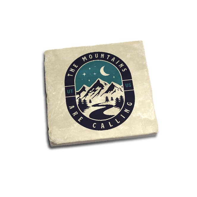 American Brand Studio - Wholesale Coasters - Mountains Are Calling Nighttime Badge Coaster2