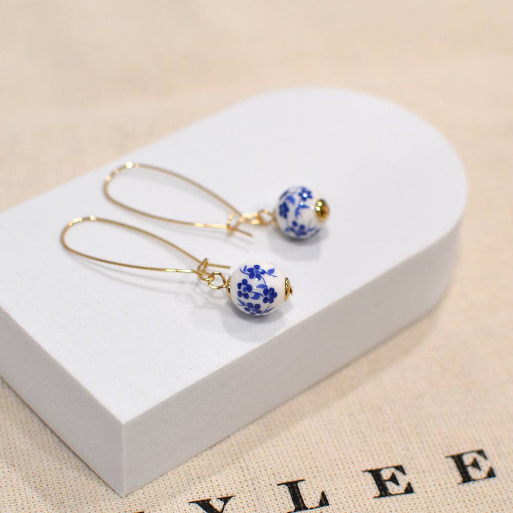 StarryNYC - Vente Boucles d'oreilles pendantes - Boucles d’oreilles en verre de Murano avec perles rondes et crochet rein12