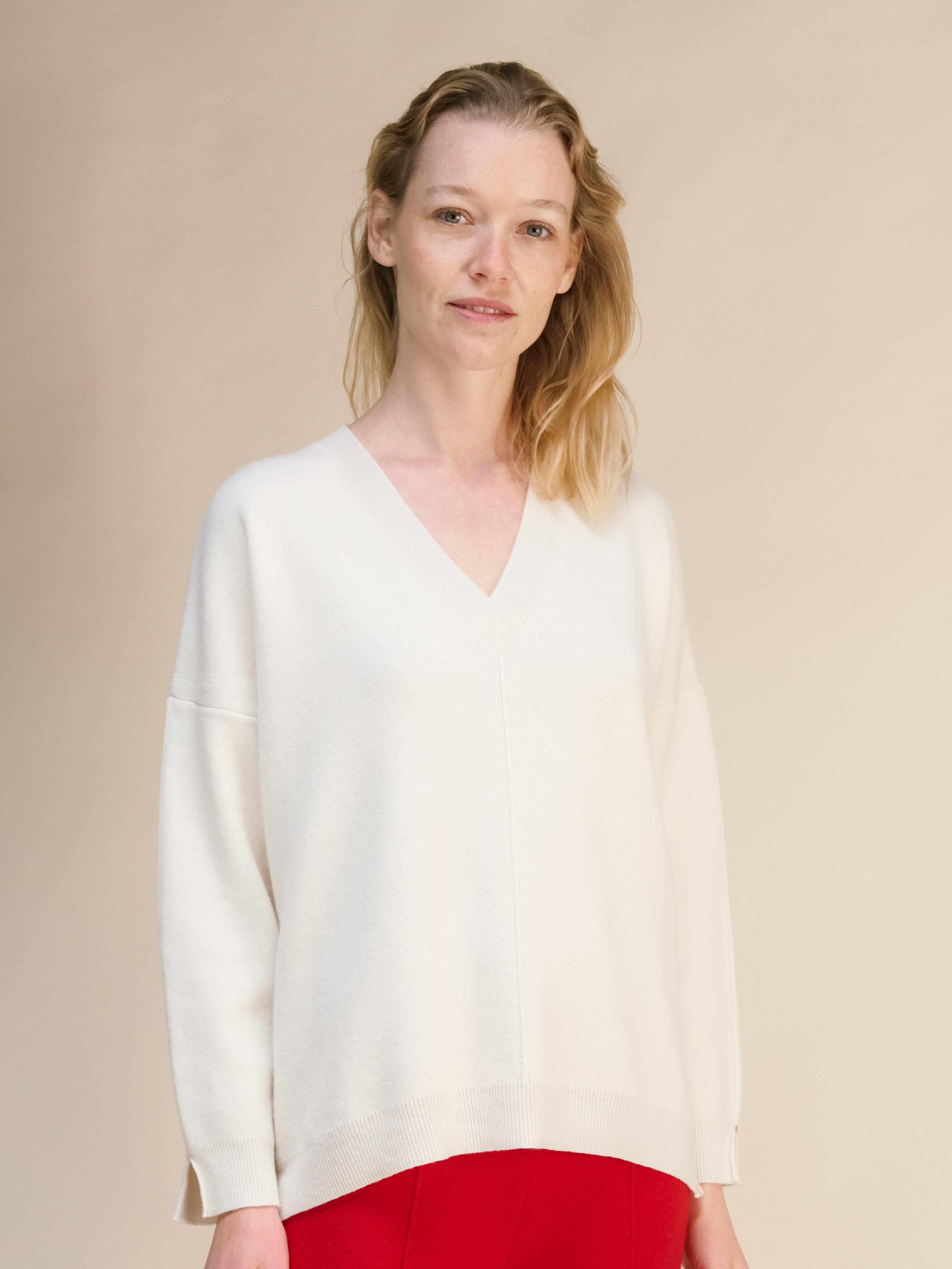 Lèmme - Venta al por mayor Jersey de punto - Mujer - Maxi de Cuello en V Sólido con Mezcla de Cachemira y Aberturas Laterales10