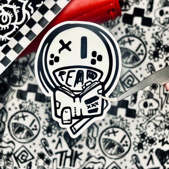 dusty reads xxx smut. 3" soft matte die cut sticker for wholesale by Theoretikal Design Company