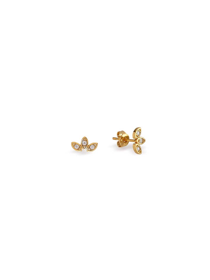 Grace Petal Cubic Zirconia Stud Earrings for wholesale by Maudella