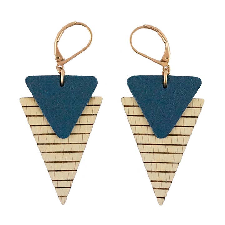 Marinière Marine Holzohrringe – in Frankreich hergestellt für den Großhandel von Reine Mère