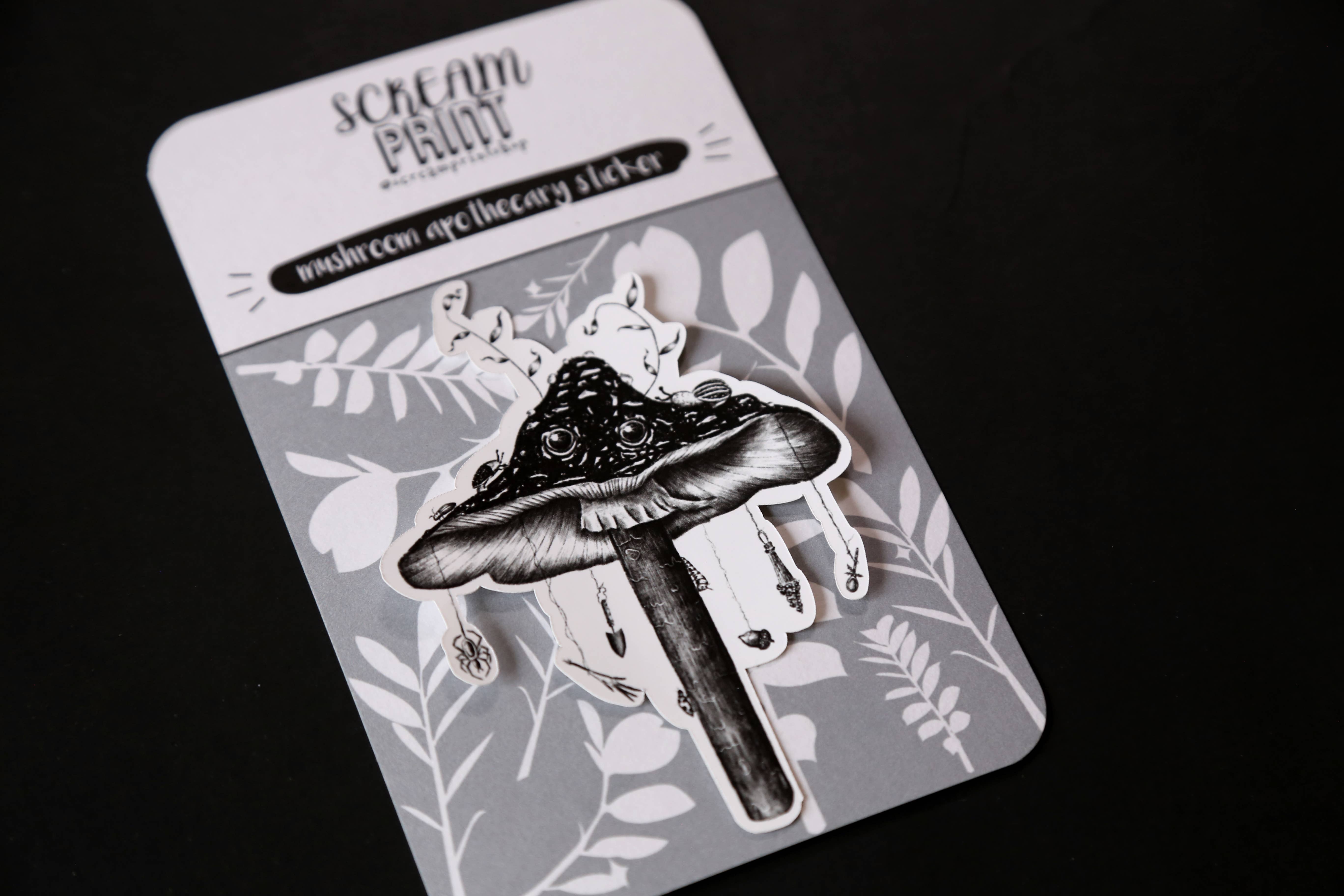 ScreamPrintShop - Wholesale Sticker - Mushroom Apothecary Sticker | Fungi | Cottagecore | Woodland1