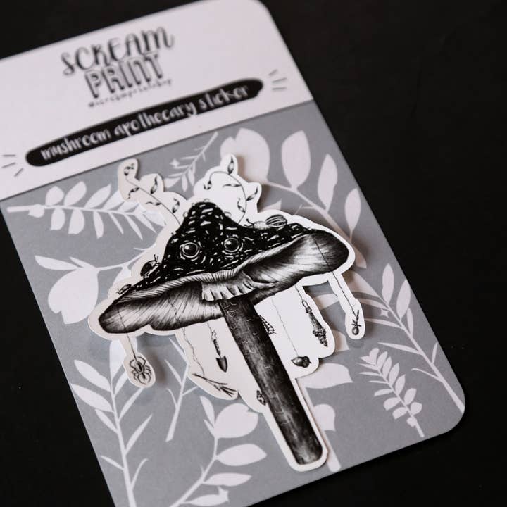 ScreamPrintShop - Wholesale Sticker - Mushroom Apothecary Sticker | Fungi | Cottagecore | Woodland1