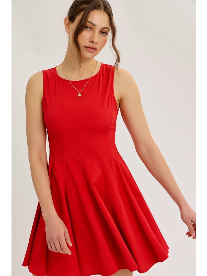 idem ditto - Wholesale Dress - Women's - LIGHTWEIGHT CRINKLED FIT AND FLARE MINI DRESS