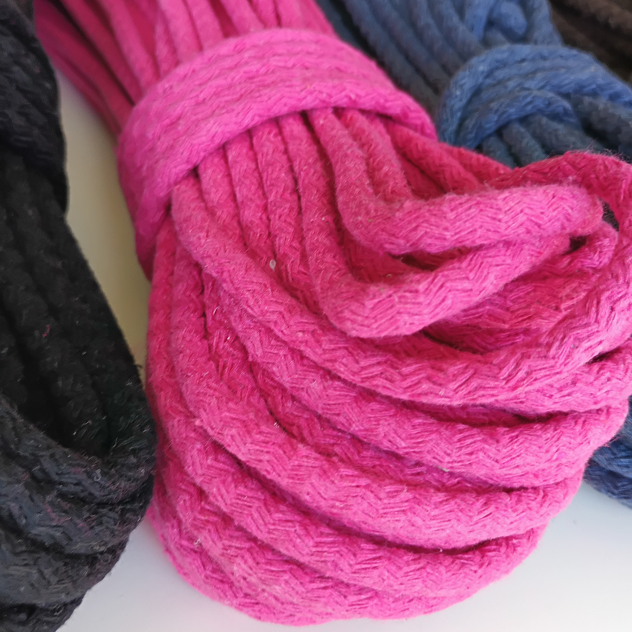 Dream Trimming Goods LLC - Wholesale Craft Supplies - Fuchsia Cotton Rope 1/4' inch x 500 Yrd –Macrame Braided 3