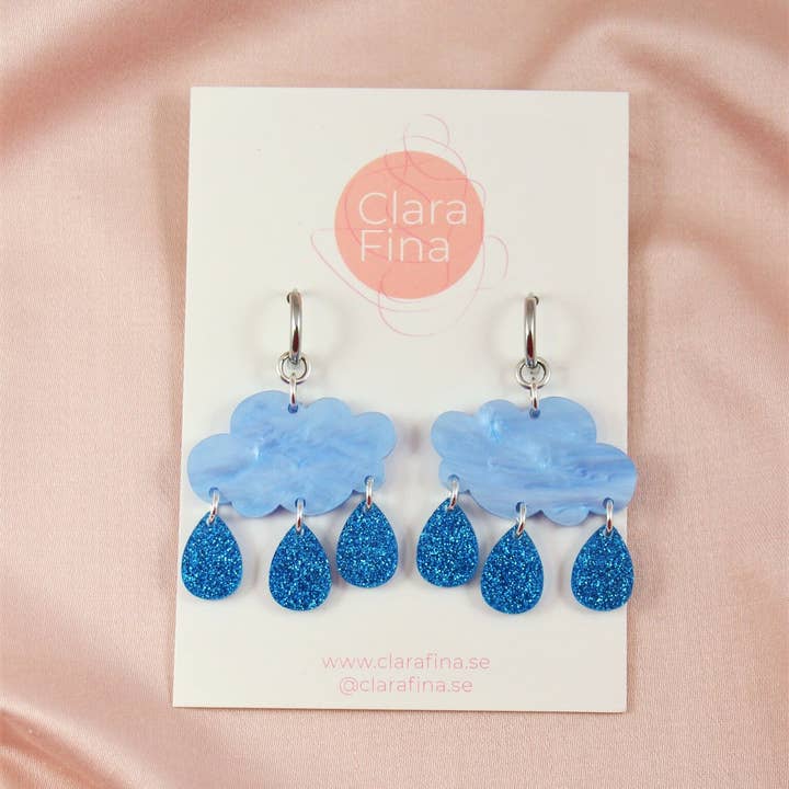 REMOVED BRAND - Wholesale Dangle Earrings - Small Blue Rain Clouds Hoop Earrings3