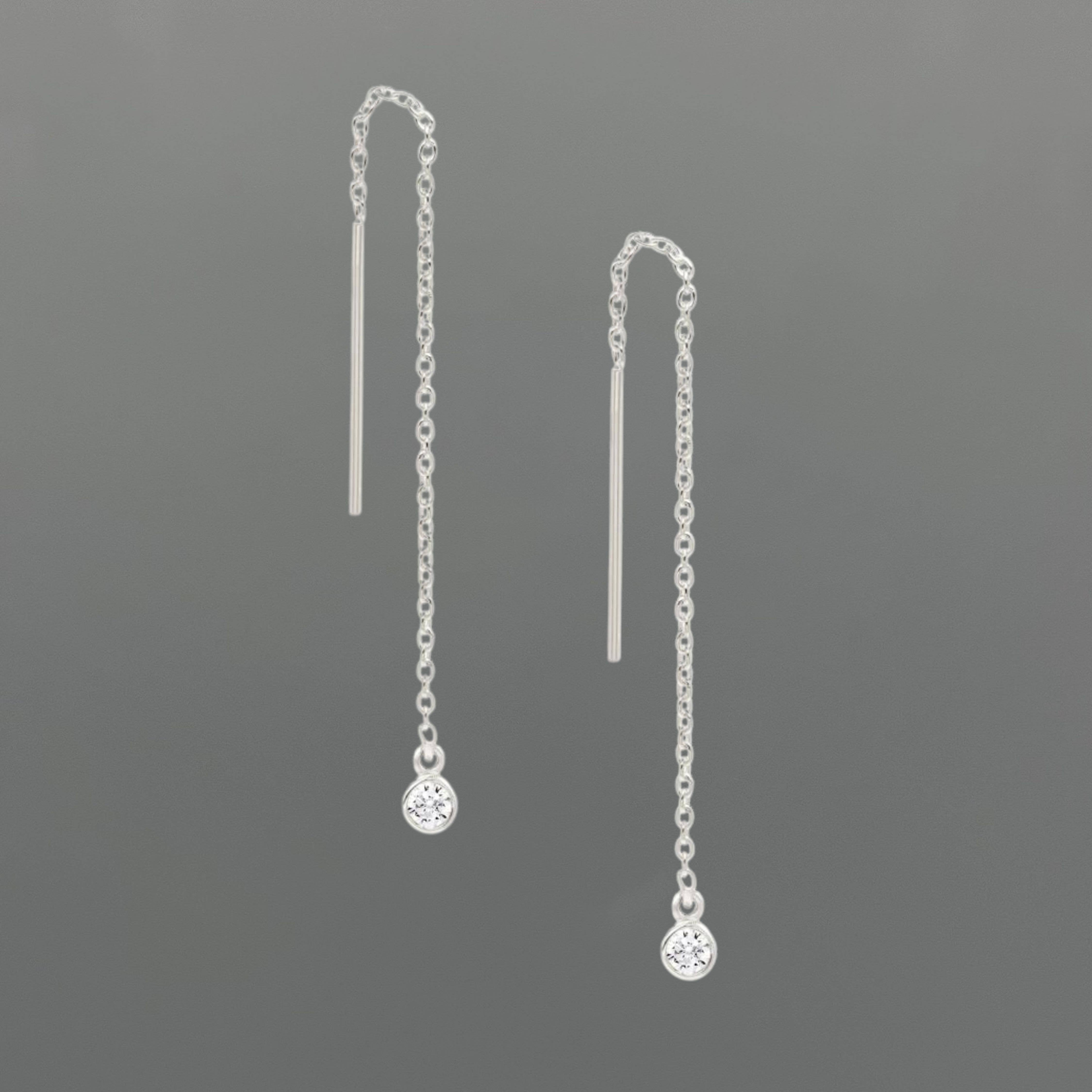 Something Silver - Wholesale Hangende/ronde oorbellen - Oordraadsnijder met CZ Bezel0