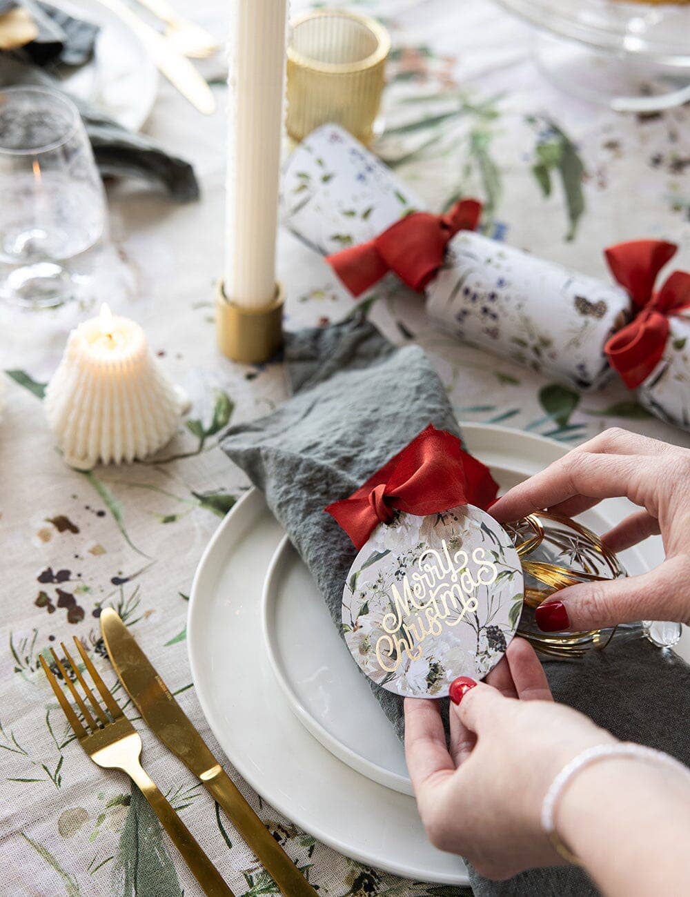 Bespoke Letterpress - Vente Étiquette cadeau - Étiquettes-cadeaux de Noël 12pk "Un jardin de Noël" (Boule)12