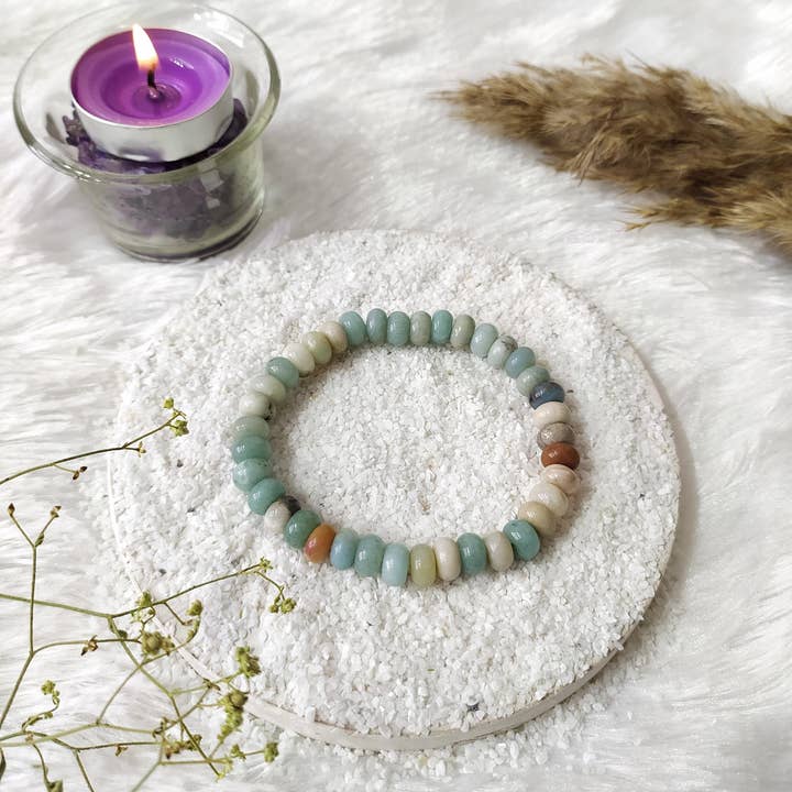 Braccialetti con Perline Rondelle | Braccialetti Curativi in Multi Amazzonite per la vendita all'ingrosso da parte di Soothing Crystals