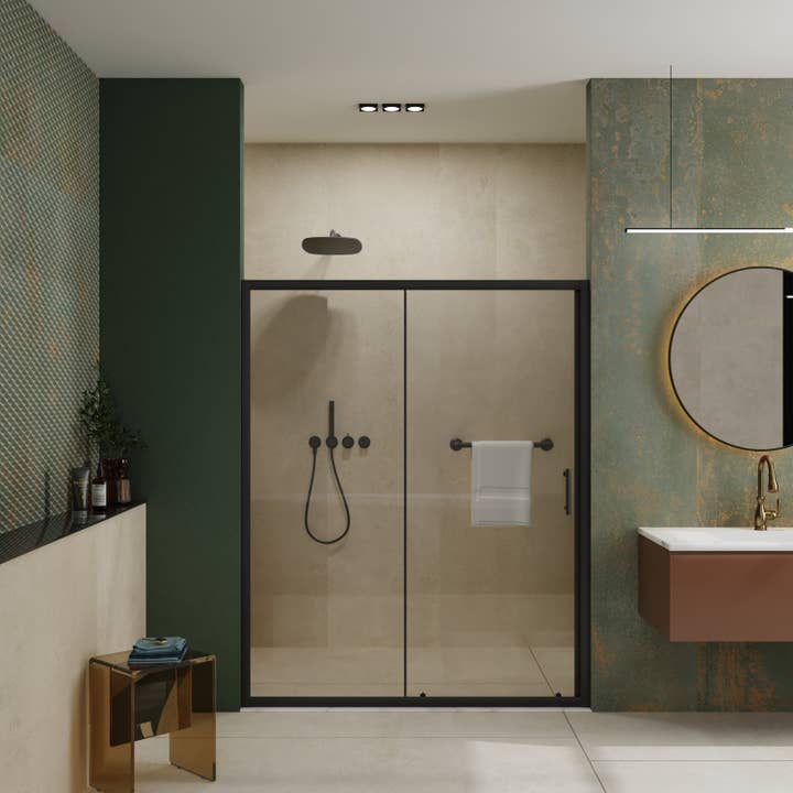 39F Inc. - Vente Étagères murales - Porte de douche coulissante 48'' x 72'' avec verre trempé transparent