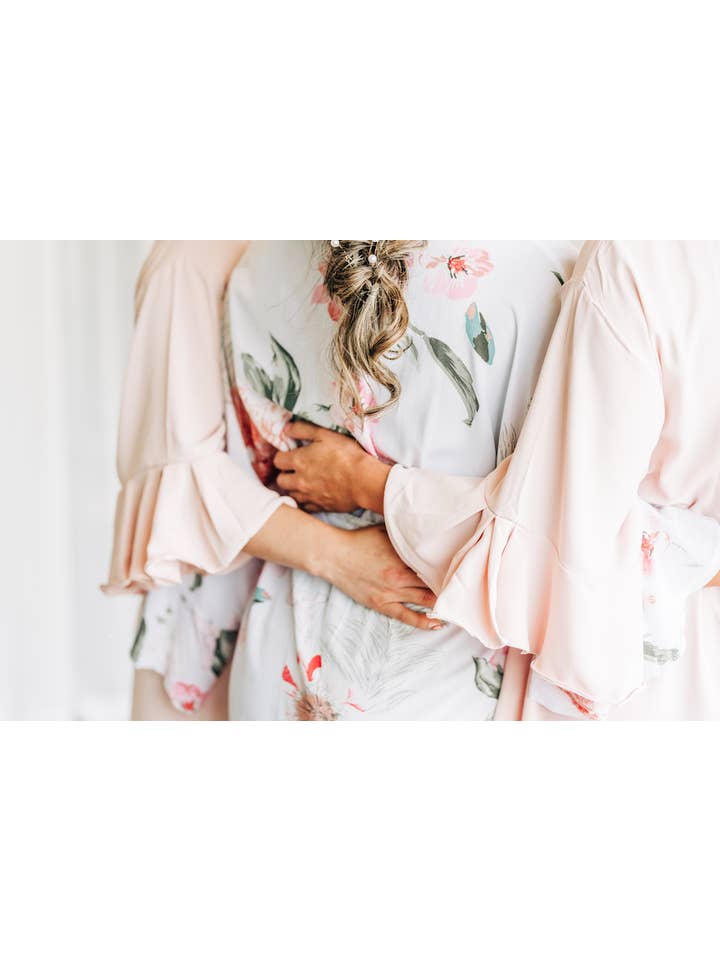 Mackleys - Wholesale Robe - Women's - PREORDER Floral Matte Satin Ruffle Robe6