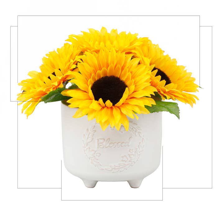 Flora Bunda Inc - Wholesale Artificial flowers - MD Blessed Sunflowers Ceramic 4.75X4.75X4.251