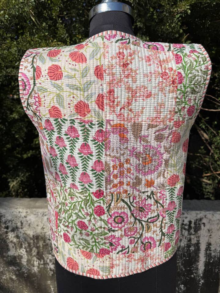 bhavnas boutique - Vente Veste – femme - Gilet sans manches matelassé en coton pur patchwork8