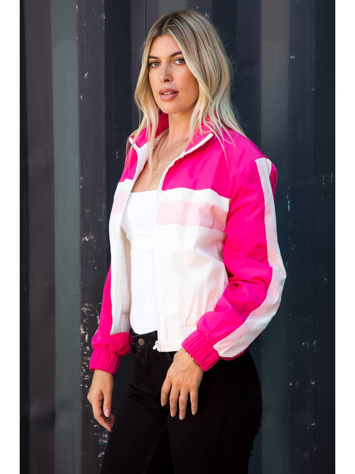 26 International - Wholesale Windbreaker - Women's - Color Block Windbreaker With Soft Sherpa Line1
