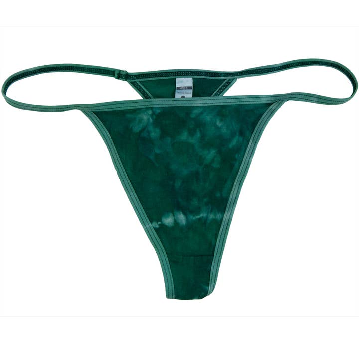 Official Store - Wholesale Underwear - Women's - Green Crinkle Tie Dye Women's Thong Panties Underwear