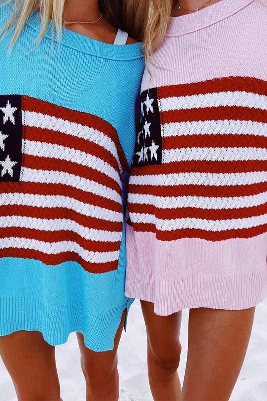 Queen Fashion - Wholesale Knit Sweater - Women's - us flag knitted sweater18