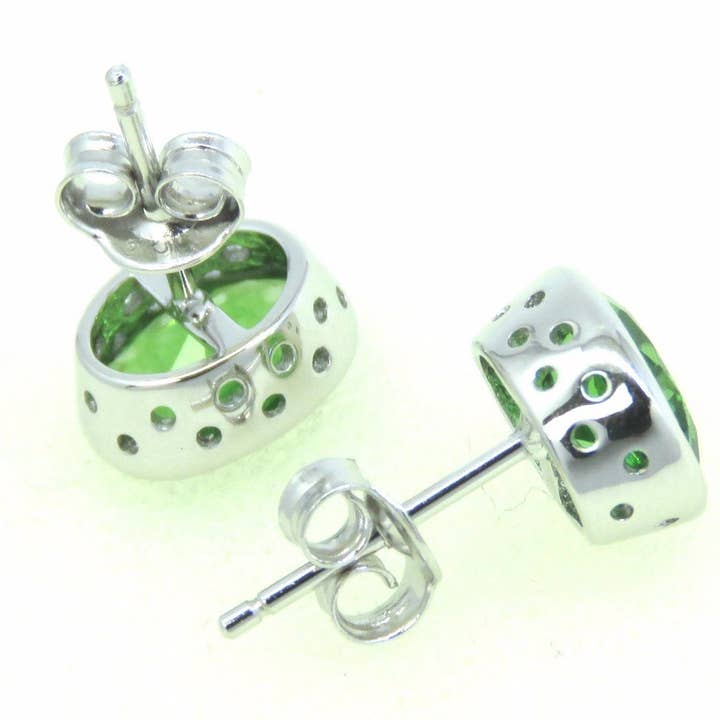 Twan Kee Jewelry - Wholesale Stud/Post Earrings - E10608BP Green Helenite Oval Bezel Set Stud Earrings3