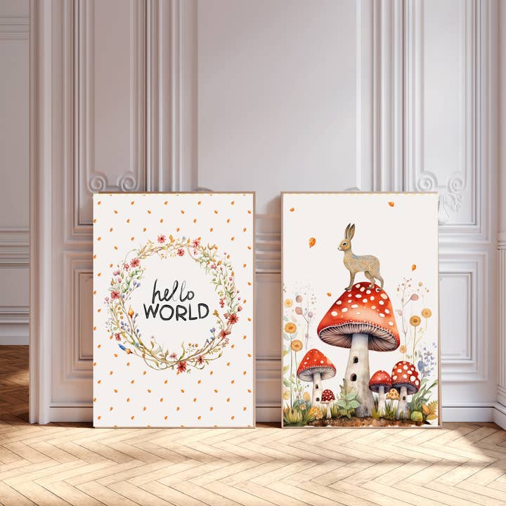 Set Of Two Fairytale Nursery Art Prints for wholesale by Kumo Art Prints