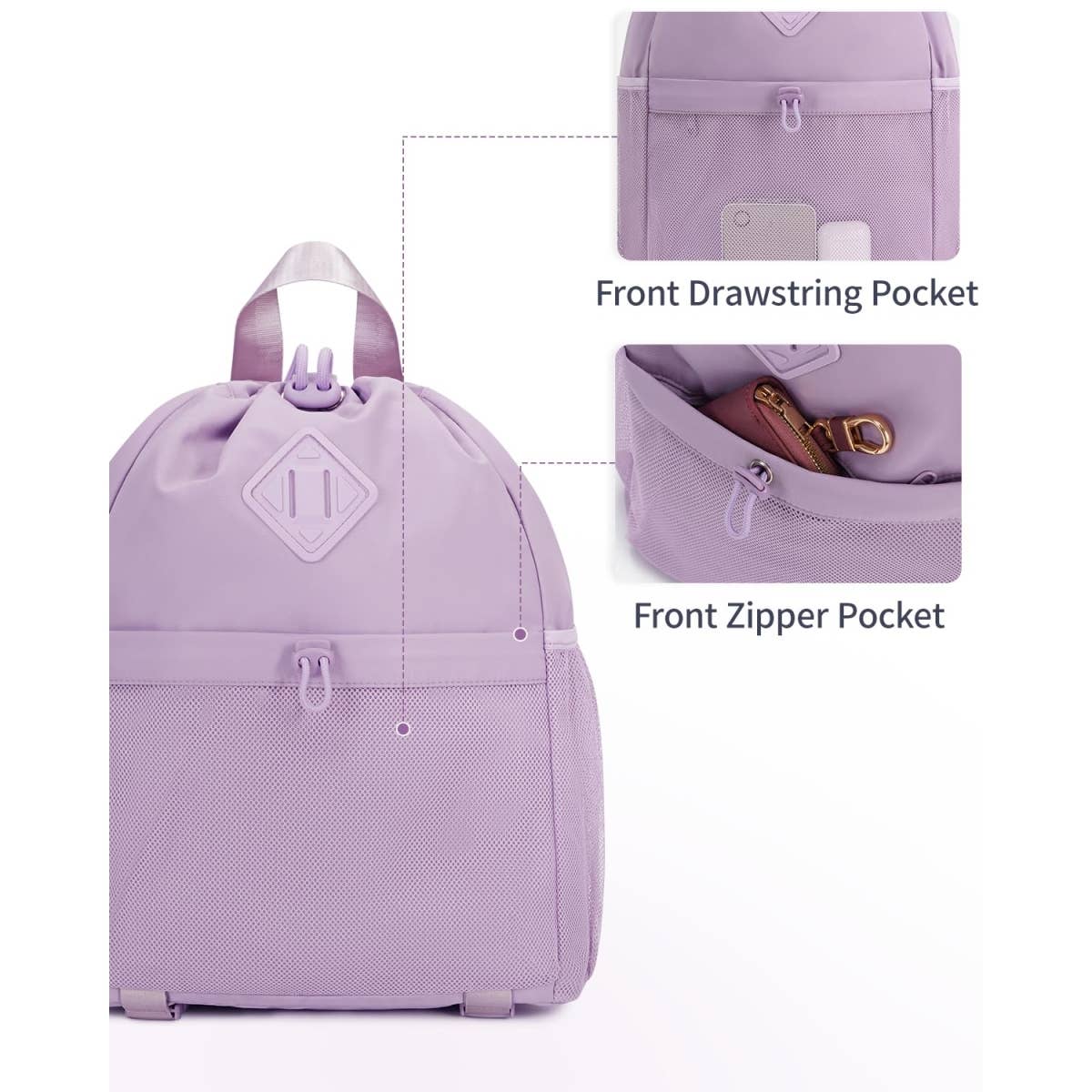 wandf - Vente Sac à cordon de serrage – unisexe - Sac à dos de sport avec cordon de serrage et sangle pour tapis de yoga23