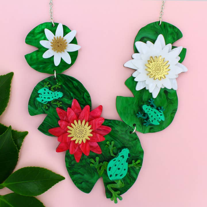 Waterlily Statement Necklace for wholesale by Little Moose
