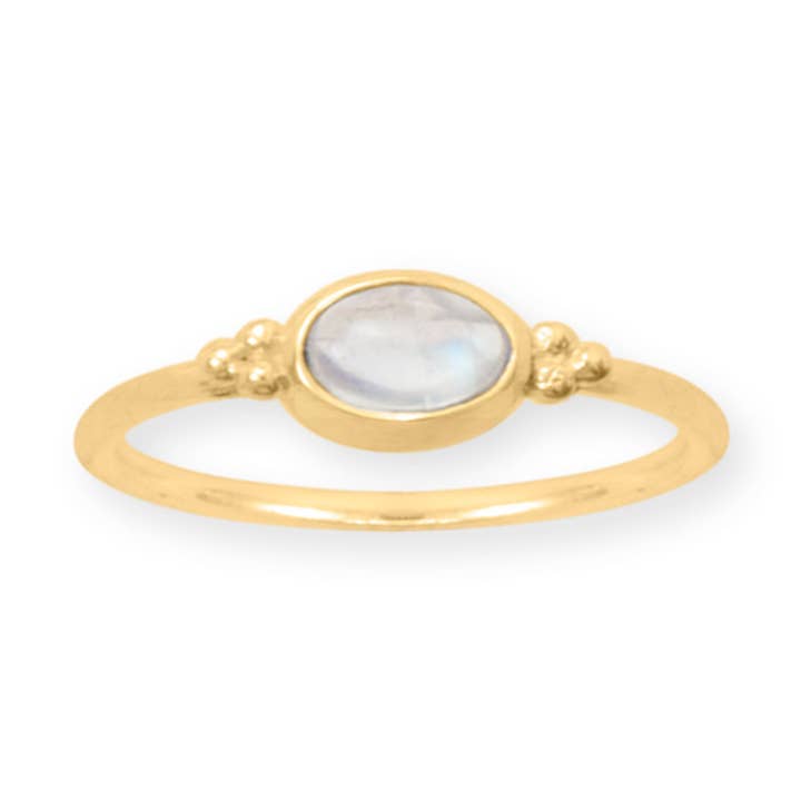 14 Karat Gold Plated Dainty Rainbow Moonstone Ring for wholesale by Silver Stars Collection