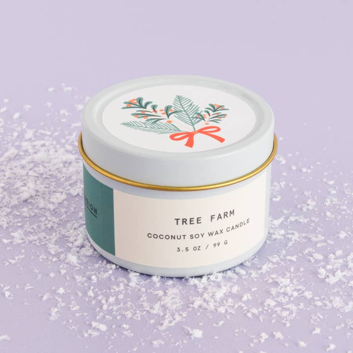 Tree Farm White Tin Candle for wholesale by Enlighten the Occasion