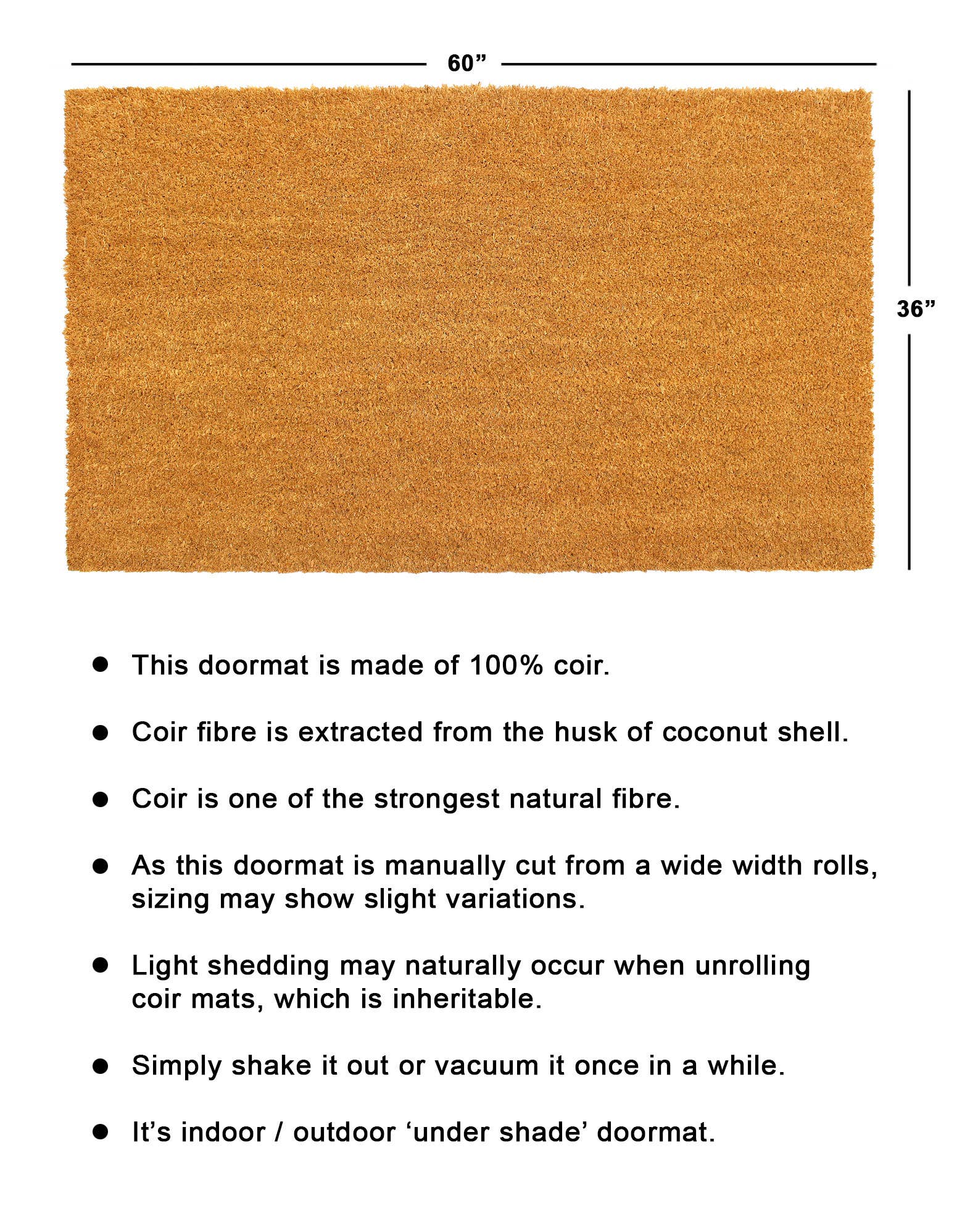 RugSmith - Vendita all'ingrosso Zerbino - RugSmith Zerbino naturale trapuntato a macchina, 36 «x 60"2