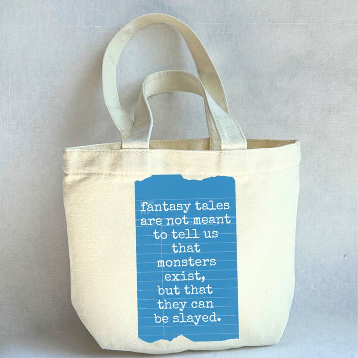 Pretty Clever Words – wholesale Tote bag – Unisex – Canvas Mini Tote Bag - Fantasy Tales Teach Us Library Card1