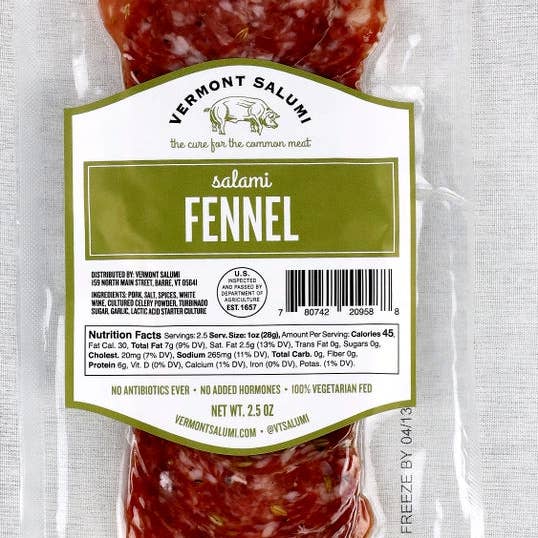 Vermont Salumi - Fennel Sliced Salami for wholesale by Keystone Cheese