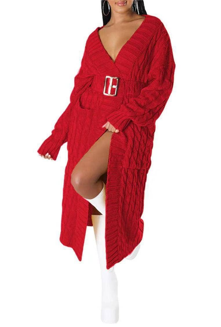 Rosa Clothing - Wholesale Cardigan - Women's - Multicolored Long coat knit cardigan5