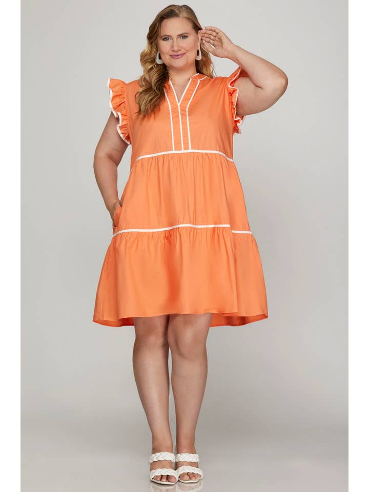 Peace Love Line - Wholesale Dress - Women's - PL5650 PLUS - PLUS - TIERED WOVEN DRESS