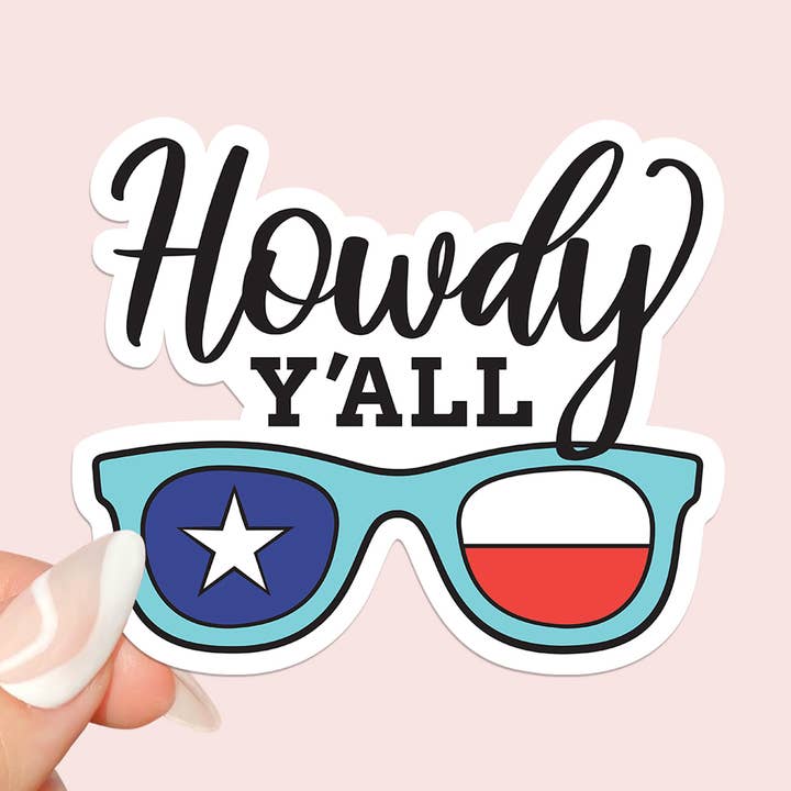 Texas Flag Sunglasses Funny Vinyl Sticker for wholesale by Soapster Box