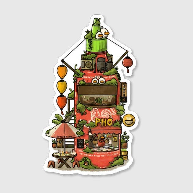sushiboiiiyy - Wholesale Sticker - Sriracha Bottle Pho Store Vinyl Sticker