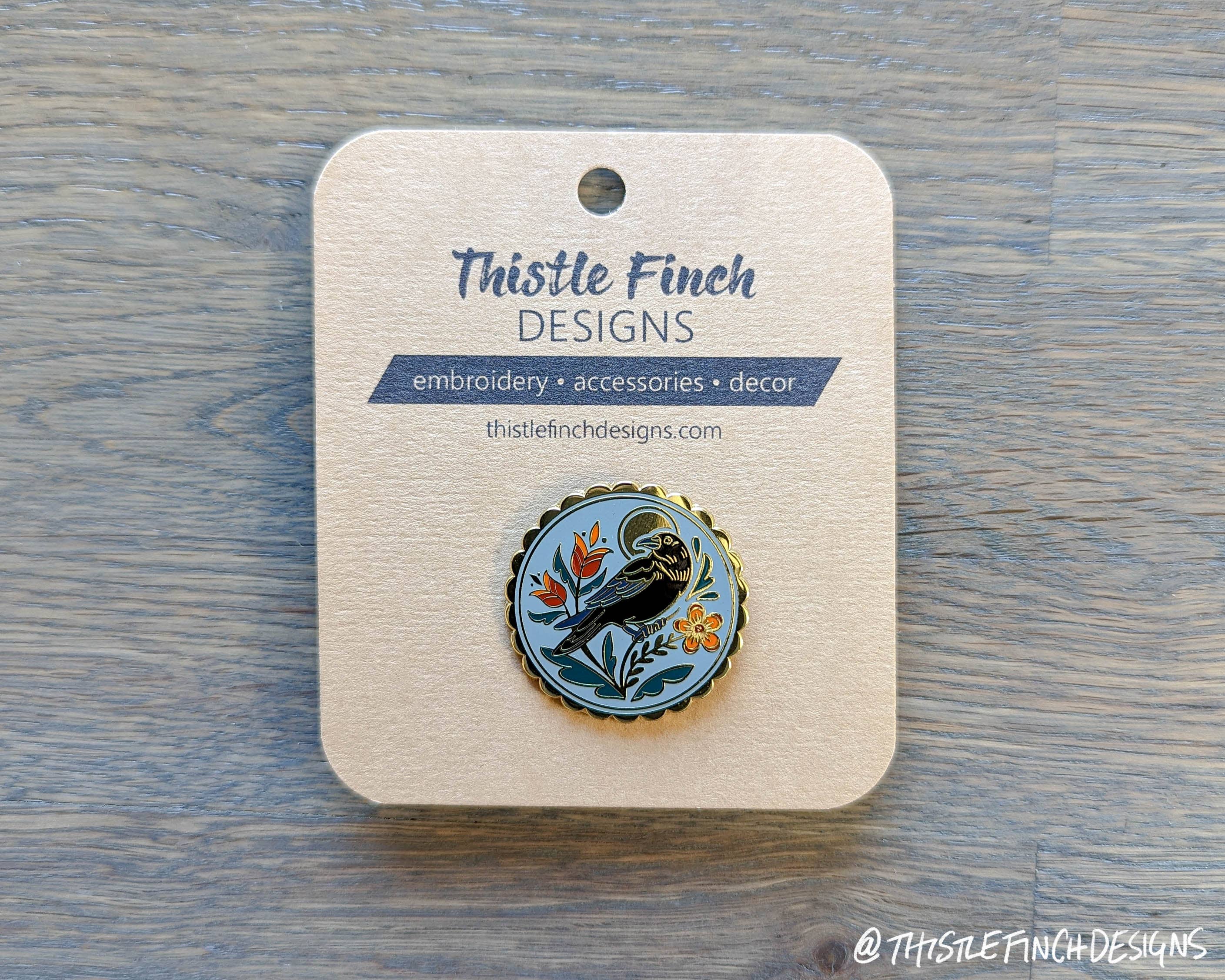 Thistle Finch Designs - Wholesale Lapel Pin/Button - Crow Distelfink PA Dutch Hard Enamel Pin3