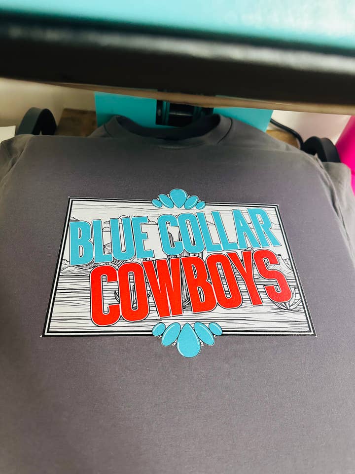 Cowboy Colletti Blu HTV Transfer per la vendita all'ingrosso da parte di Spurs & Spades