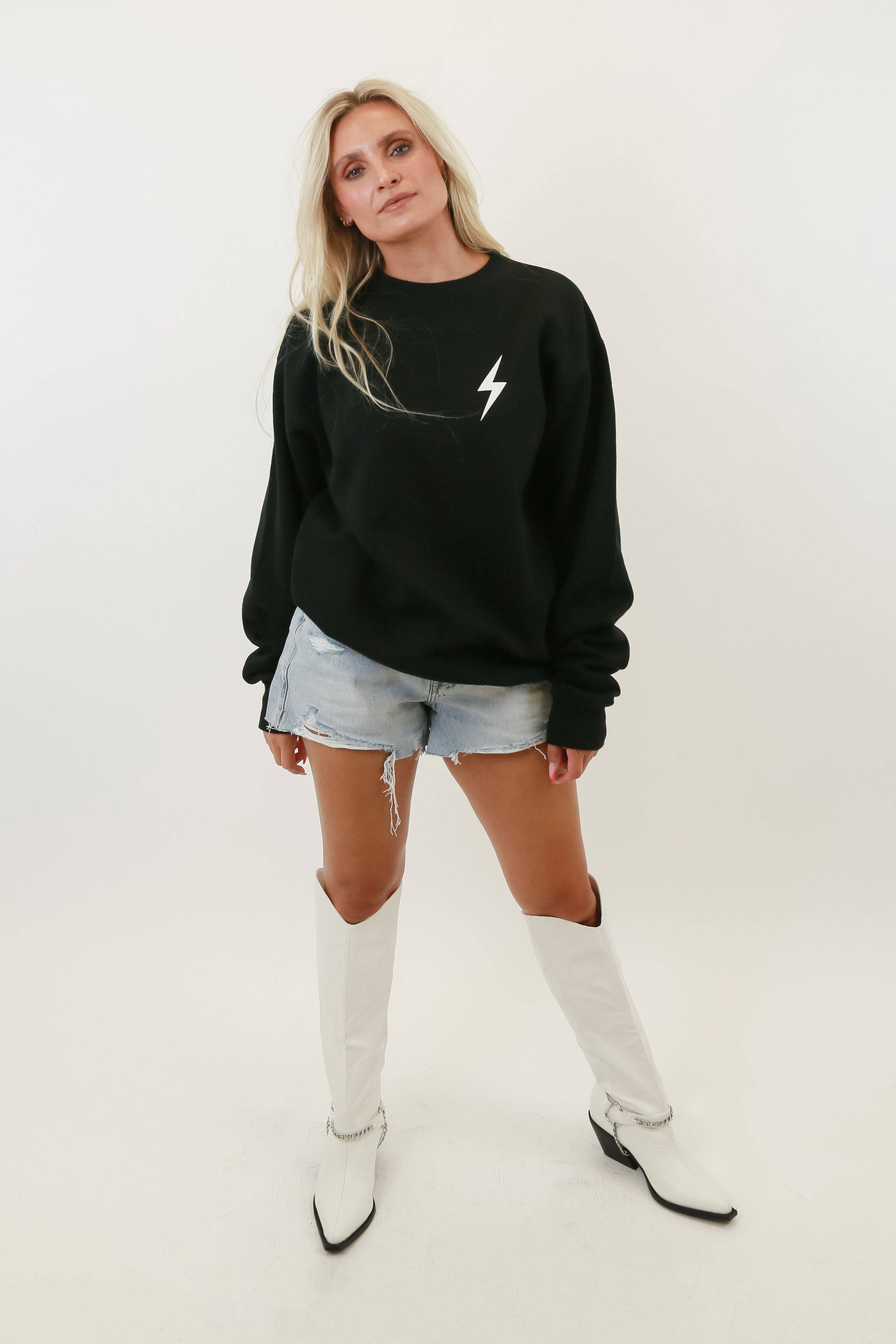 BLACK Mom Hangover® Bolt Sweatshirt for wholesale on Faire4