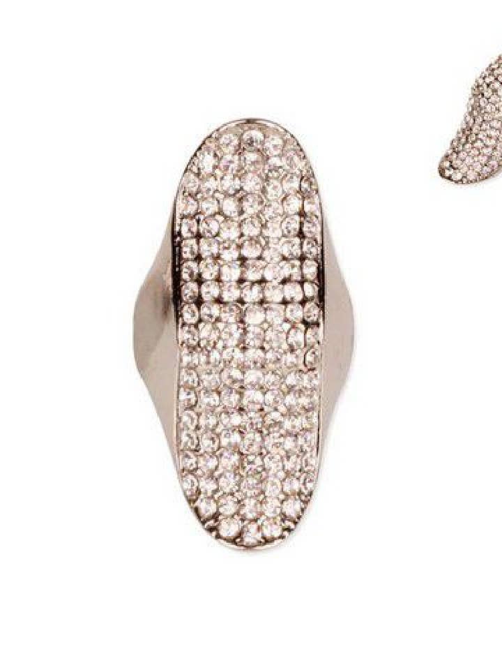 Elongated Rhinestone Shield Knuckle Ring for wholesale by SP Sophia Collection
