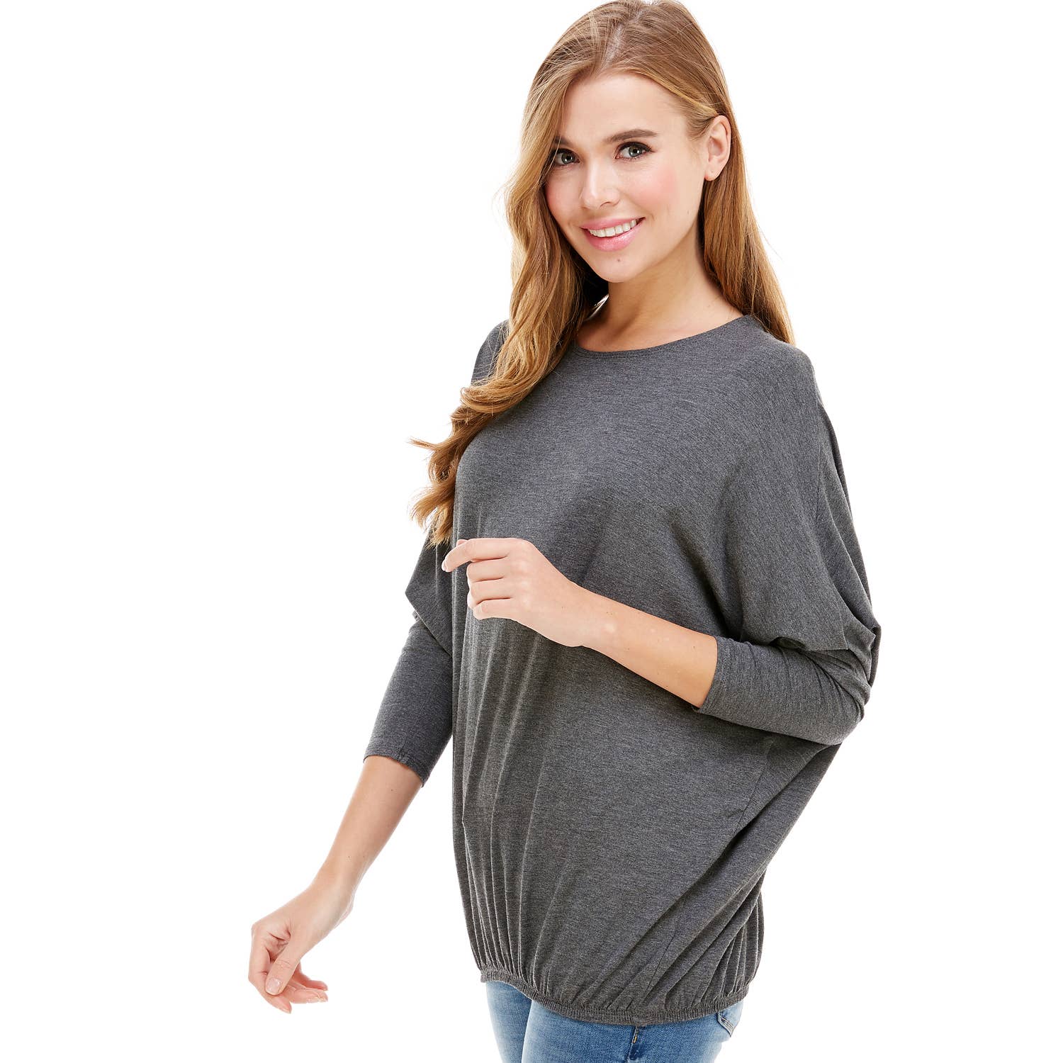 Azules Clothing - Wholesale Tunic - Women's - ATP-2309RS-DOLMAN Sleeve Elastic Bottom Hem Tunic10